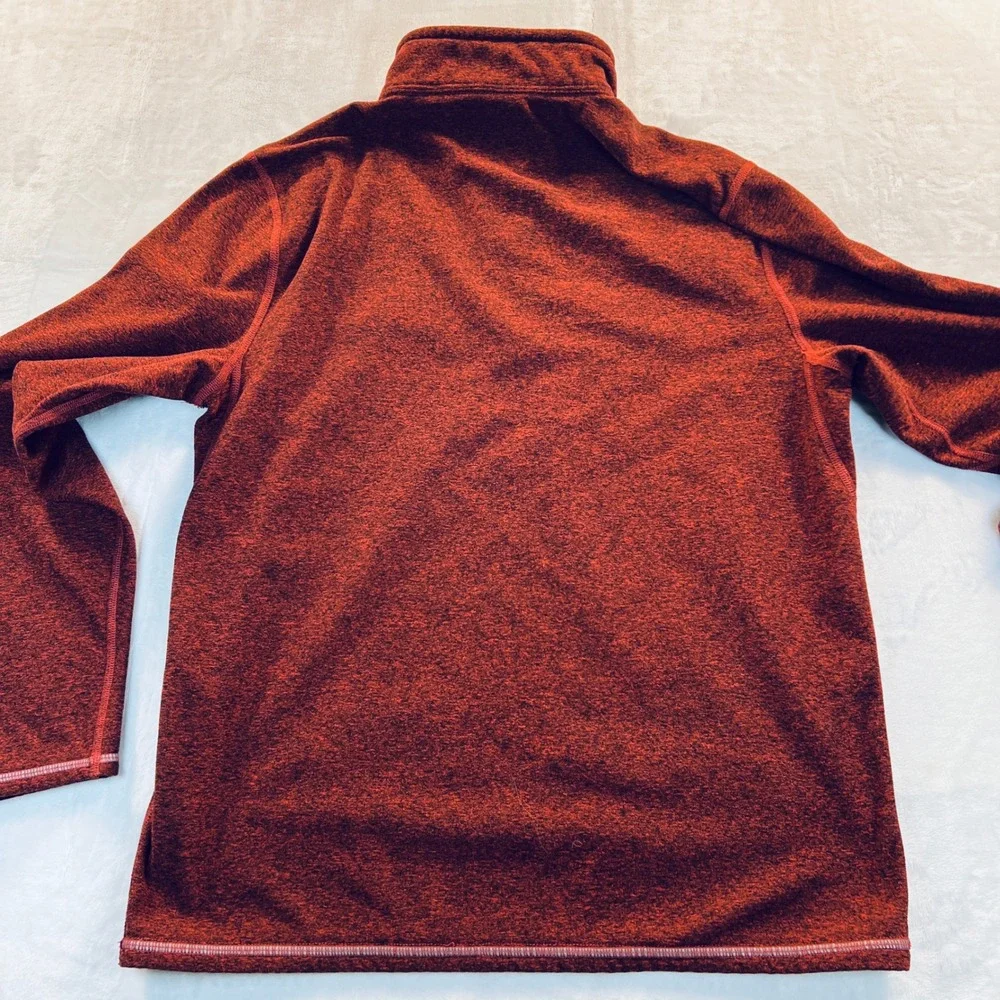 Abercrombie & Fitch Mens Medium 1/4 Zip Pullover Fleece Heathered Red Marl